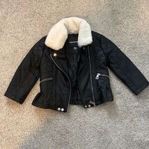 Urban Republic Black Jacket with Cream Faux Fur Collar